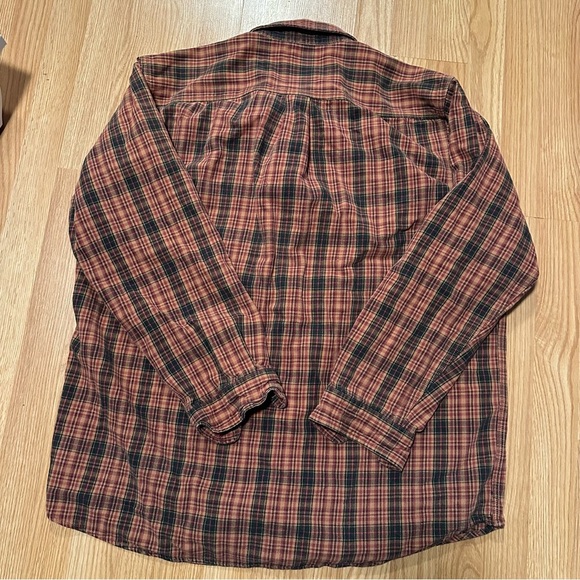 Carhartt 2XL Tall Long Sleeve Orange Red Plaid Button Up Flannel Cotton Shirt - Picture 8 of 8